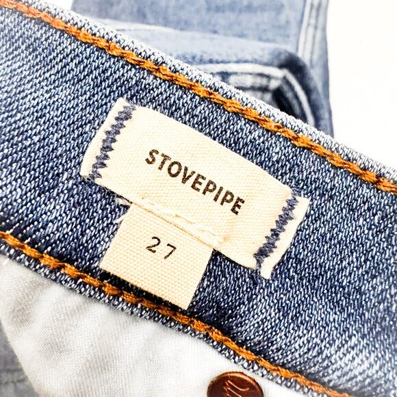 Madewell Stovepipe Straight Leg Dark Wash Denim Jeans Flexible Zip Fly Size 27 - Picture 7 of 11